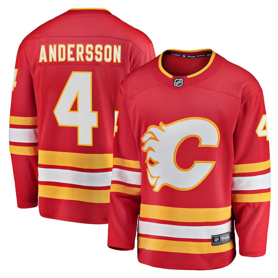 Men Calgary Flames #4 Rasmus Andersson Fanatics Branded Red Home Team Breakaway Player NHL Jersey